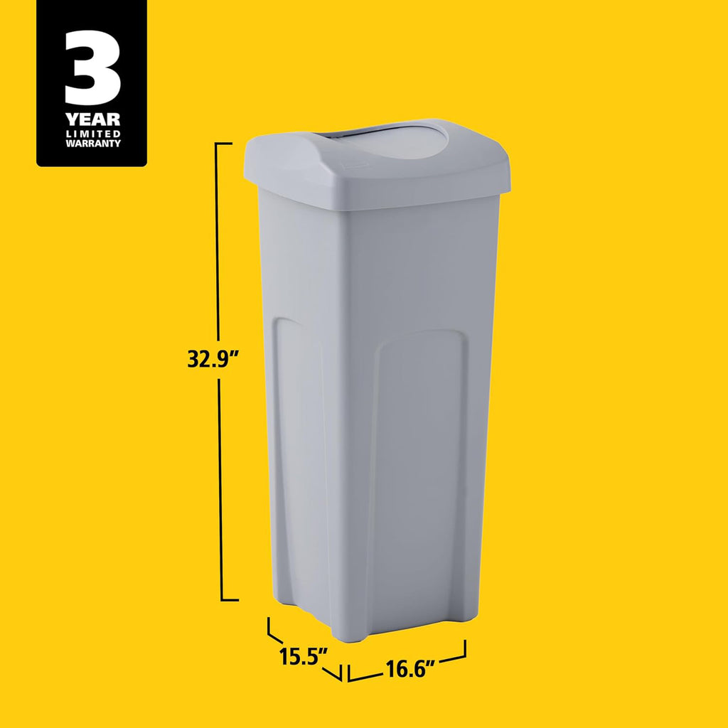 Gray Large Capacity Trash Can with Lid