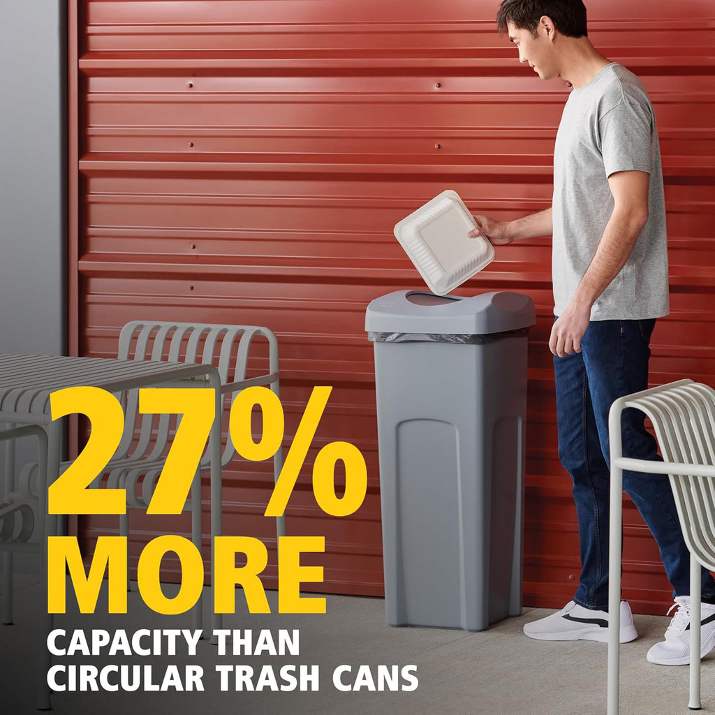 Gray Large Capacity Trash Can with Lid