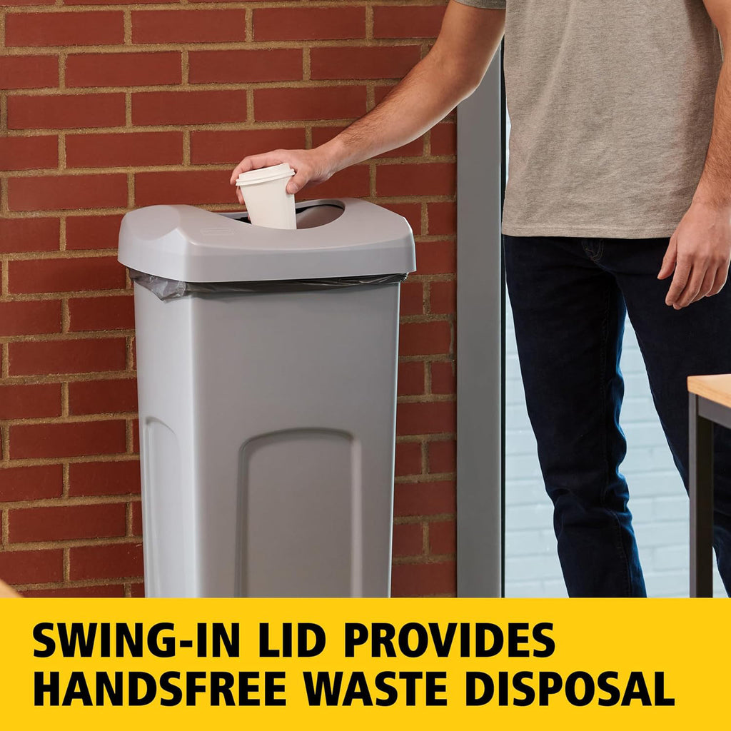 Gray Large Capacity Trash Can with Lid