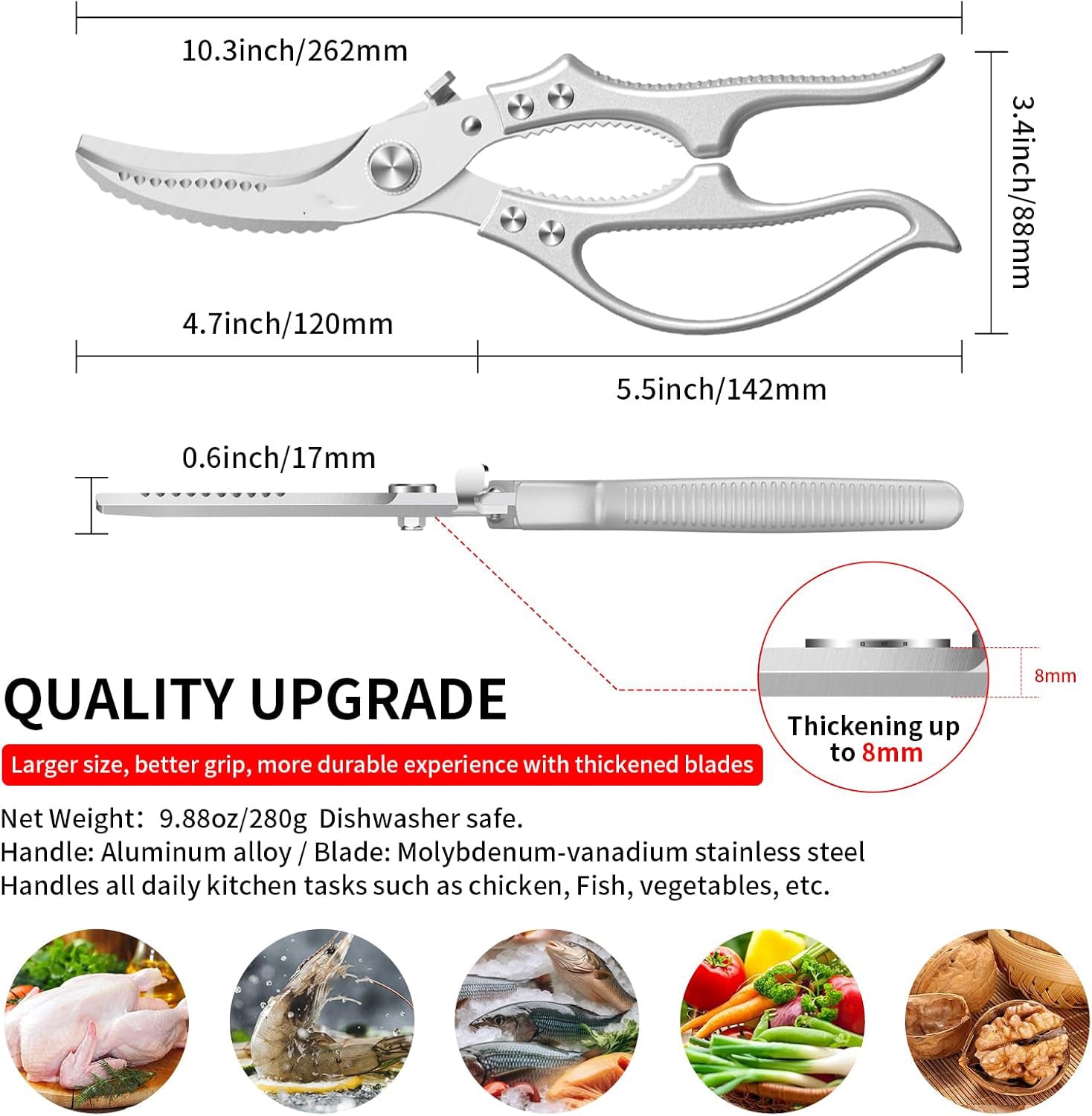 Non Slip Handle Meat Cutting Shears